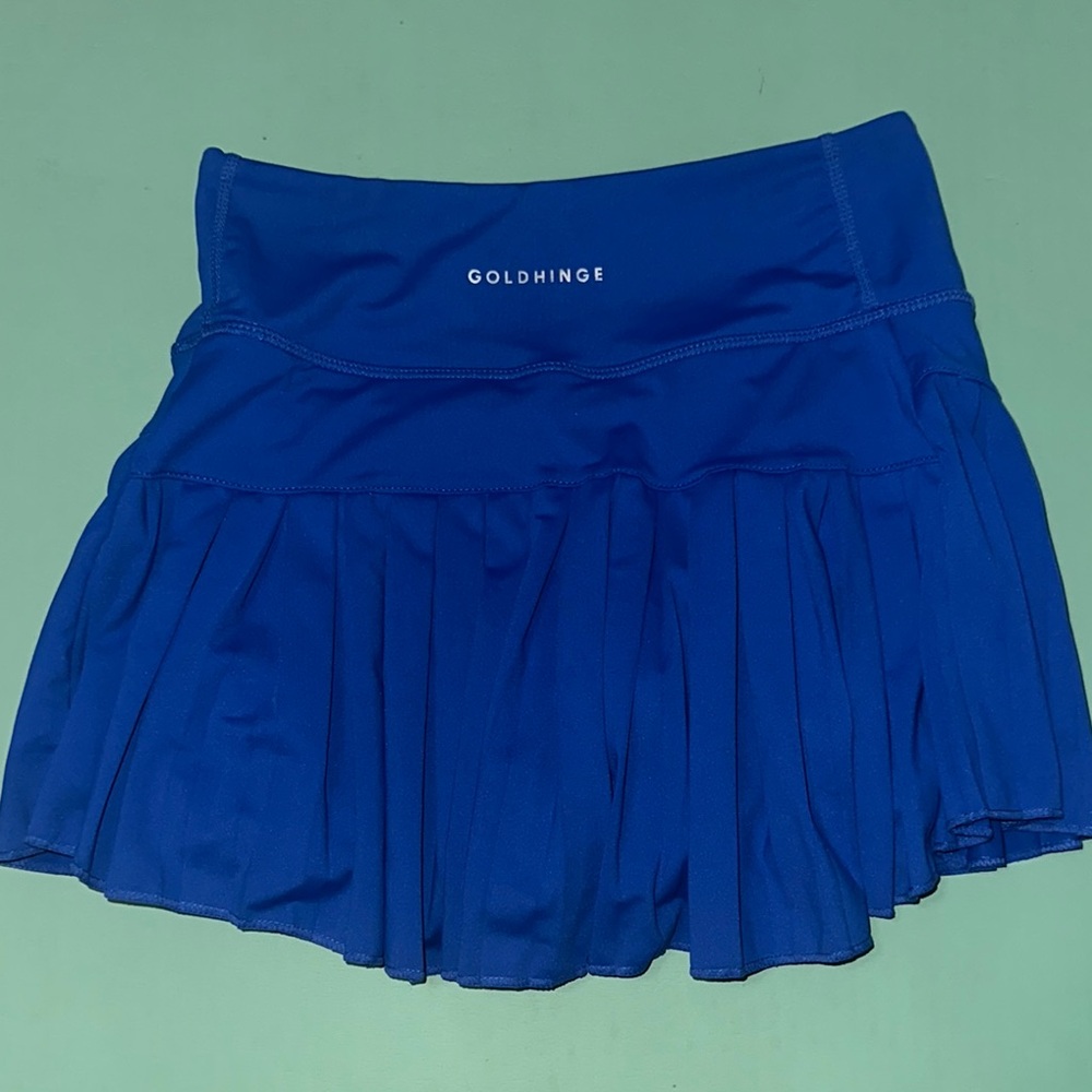 Blue Mini Skater Skirt with Pleats